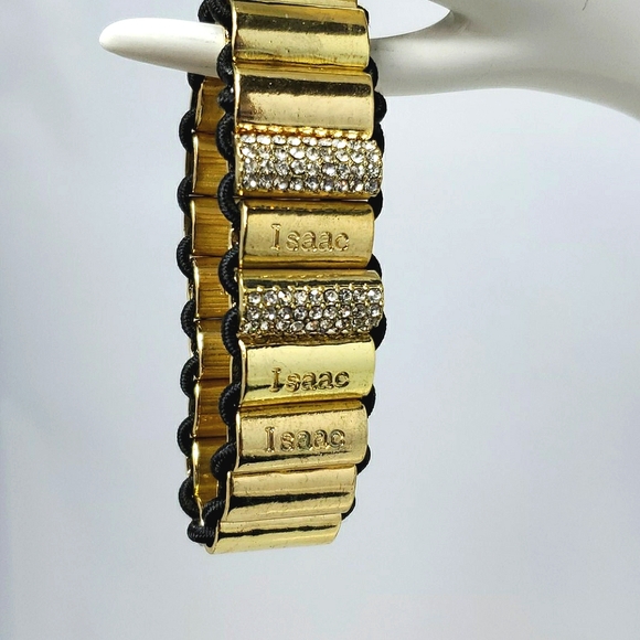Isaac Mizrahi gold rhinestone stretch bracelet - Picture 2 of 3